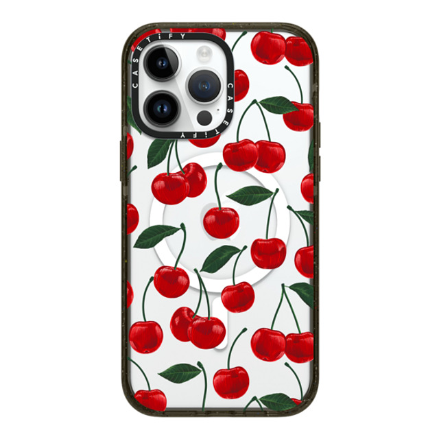 Marta Olga Klara x CASETiFY iPhone 14 Pro Max ケース ブラック インパクトケース MagSafe対応 vibrant red cherry pattern