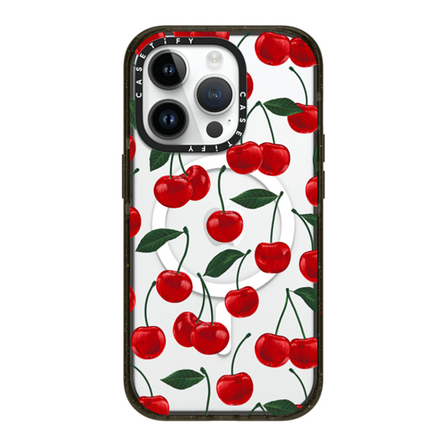 Marta Olga Klara x CASETiFY iPhone 14 Pro ケース ブラック インパクトケース MagSafe対応 vibrant red cherry pattern