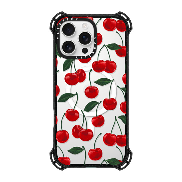 Marta Olga Klara x CASETiFY iPhone 16 Pro Max ケース ブラック バウンスケース vibrant red cherry pattern