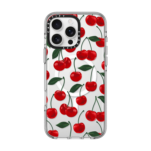 Marta Olga Klara x CASETiFY iPhone 16 Pro Max ケース クリア クリア ケース MagSafe対応 vibrant red cherry pattern