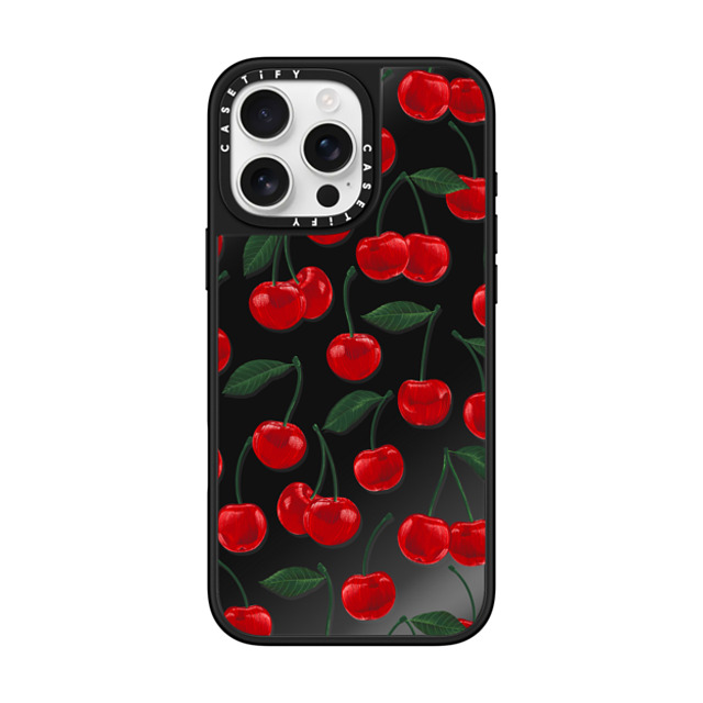 Marta Olga Klara x CASETiFY iPhone 16 Pro Max ケース Cherry Black on Black ミラーケース MagSafe対応 vibrant red cherry pattern Back to School Marta Olga Klara x CASETiFY iPhone 16 Pro Max ケース Cherry Black on Black ミラーケース MagSafe対応 vibrant red cherry pattern Back to School