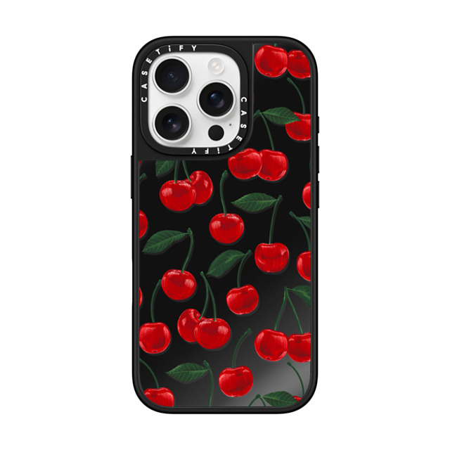 Marta Olga Klara x CASETiFY iPhone 16 Pro Case Cherry Black on Black ミラーケース MagSafe対応 vibrant red cherry pattern Back to School Marta Olga Klara x CASETiFY iPhone 16 Pro Case Cherry Black on Black ミラーケース MagSafe対応 vibrant red cherry pattern Back to School