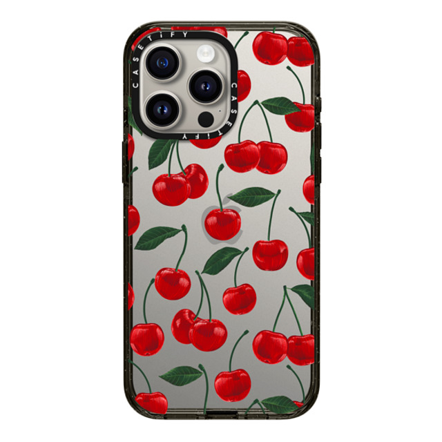 Marta Olga Klara x CASETiFY iPhone 15 Pro Max ケース ブラック インパクトケース vibrant red cherry pattern