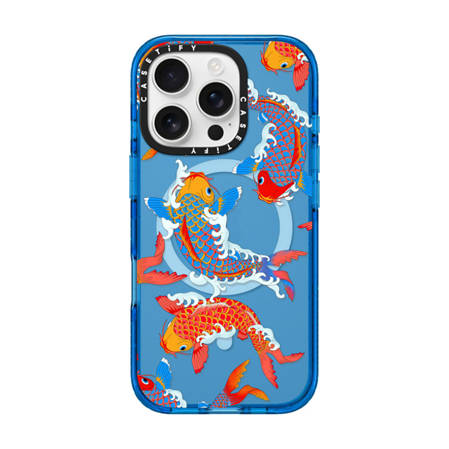 Marta Olga Klara x CASETiFY iPhone 16 Pro Case スカイブルー Impact Case MagSafe Compatible Japanese Tattoo style koi fish pattern Marta Olga Klara x CASETiFY iPhone 16 Pro Case スカイブルー Impact Case MagSafe Compatible Japanese Tattoo style koi fish pattern