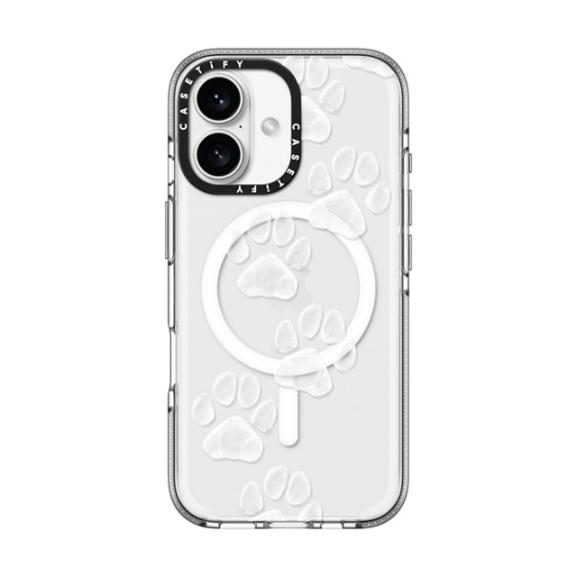 Marta Olga Klara x CASETiFY iPhone 16 ケース Cartoon,Pattern クリア クリア ケース MagSafe対応 small cute white paw prints for dogs and cats lovers Father's Day Marta Olga Klara x CASETiFY iPhone 16 ケース Cartoon,Pattern クリア クリア ケース MagSafe対応 small cute white paw prints for dogs and cats lovers Father's Day