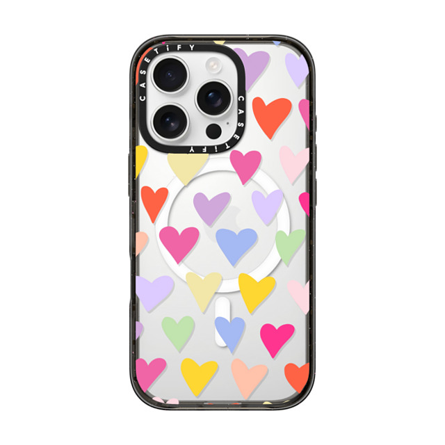Marta Olga Klara x CASETiFY iPhone 16 Pro ケース Love,Geometric ブラック インパクトケース MagSafe対応 rainbow hearts pattern Father's Day Marta Olga Klara x CASETiFY iPhone 16 Pro ケース Love,Geometric ブラック インパクトケース MagSafe対応 rainbow hearts pattern Father's Day