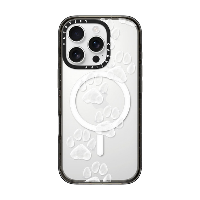 Marta Olga Klara x CASETiFY iPhone 16 Pro ケース Cartoon,Pattern ブラック インパクトケース MagSafe対応 small cute white paw prints for dogs and cats lovers Father's Day Marta Olga Klara x CASETiFY iPhone 16 Pro ケース Cartoon,Pattern ブラック インパクトケース MagSafe対応 small cute white paw prints for dogs and cats lovers Father's Day