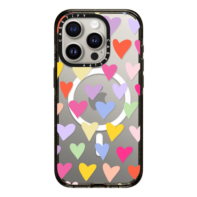 Marta Olga Klara x CASETiFY iPhone 15 Pro ケース Love,Geometric ブラック インパクトケース MagSafe対応 rainbow hearts pattern Father's Day Marta Olga Klara x CASETiFY iPhone 15 Pro ケース Love,Geometric ブラック インパクトケース MagSafe対応 rainbow hearts pattern Father's Day
