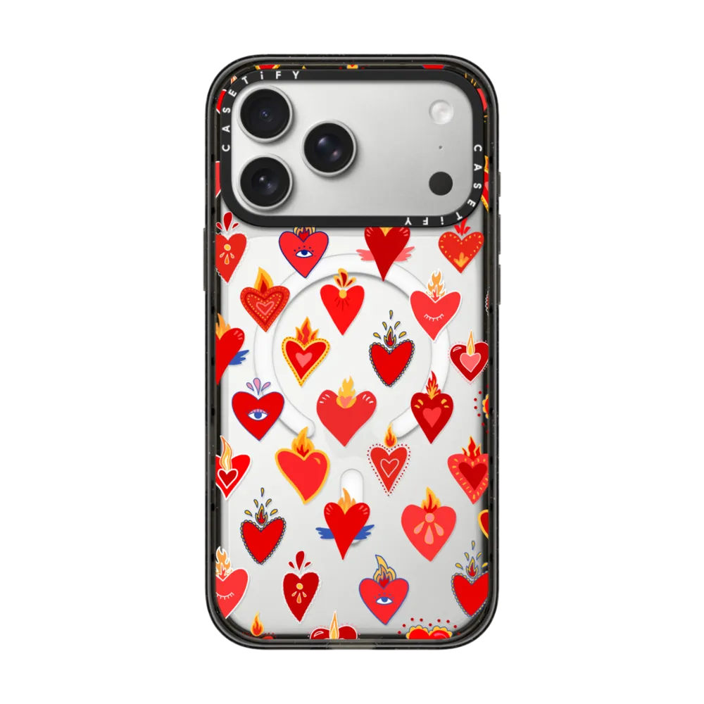 Impact iPhone 17 Pro Max Case MagSafe Compatible - flaming heart love pattern