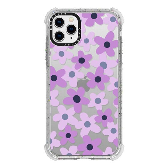 Coques Ultra Impact - sixties retro violet floral on clear background
