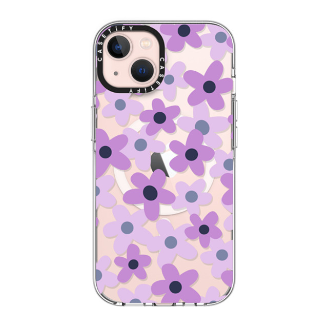 Marta Olga Klara x CASETiFY iPhone 13 ケース クリア クリア ケース MagSafe対応 sixties retro violet floral on clear background