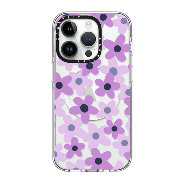 Marta Olga Klara x CASETiFY iPhone 14 Pro ケース クリア クリア ケース MagSafe対応 sixties retro violet floral on clear background