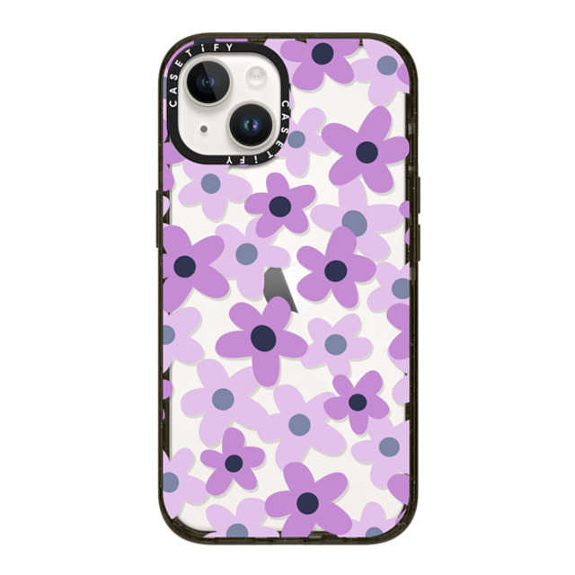 Marta Olga Klara x CASETiFY iPhone 14 ケース ブラック インパクトケース sixties retro violet floral on clear background