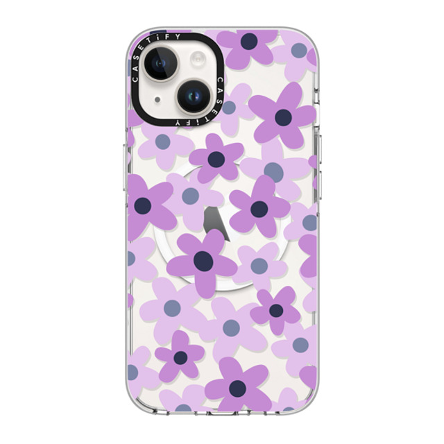 Marta Olga Klara x CASETiFY iPhone 14 Case Clear Clear Case MagSafe Compatible sixties retro violet floral on clear background Marta Olga Klara x CASETiFY iPhone 14 Case Clear Clear Case MagSafe Compatible sixties retro violet floral on clear background