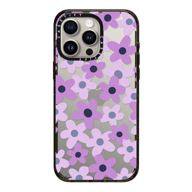 Marta Olga Klara x CASETiFY iPhone 15 Pro Max ケース ブラック インパクトケース sixties retro violet floral on clear background