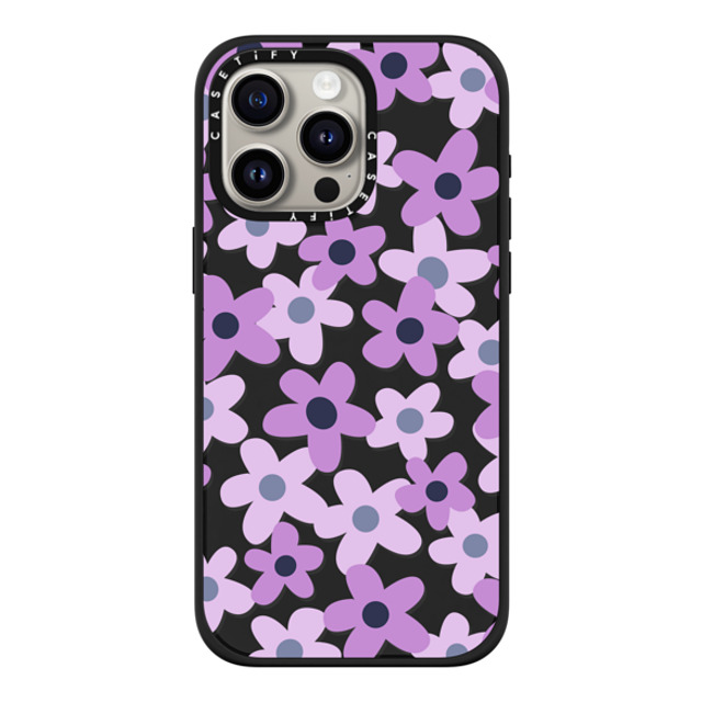 Marta Olga Klara x CASETiFY iPhone 15 Pro Max ケース マットブラック インパクトケース MagSafe対応 sixties retro violet floral on clear background