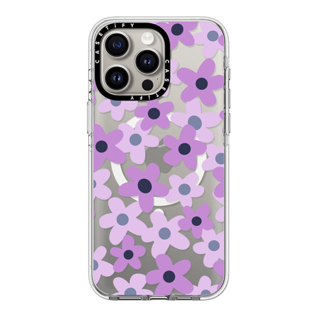 Marta Olga Klara x CASETiFY iPhone 15 Pro Max ケース クリア クリア ケース MagSafe対応 sixties retro violet floral on clear background