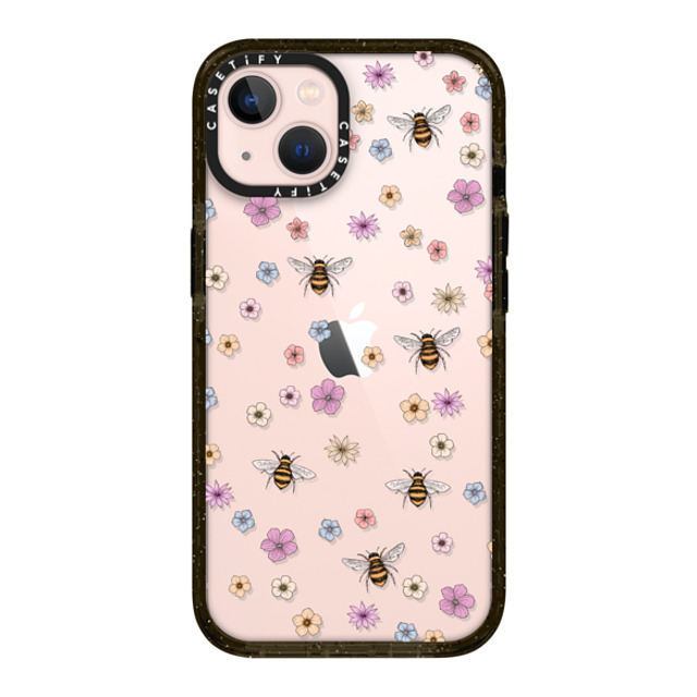 Marta Olga Klara x CASETiFY iPhone 13 ケース ブラック インパクトケース petit floral with bees