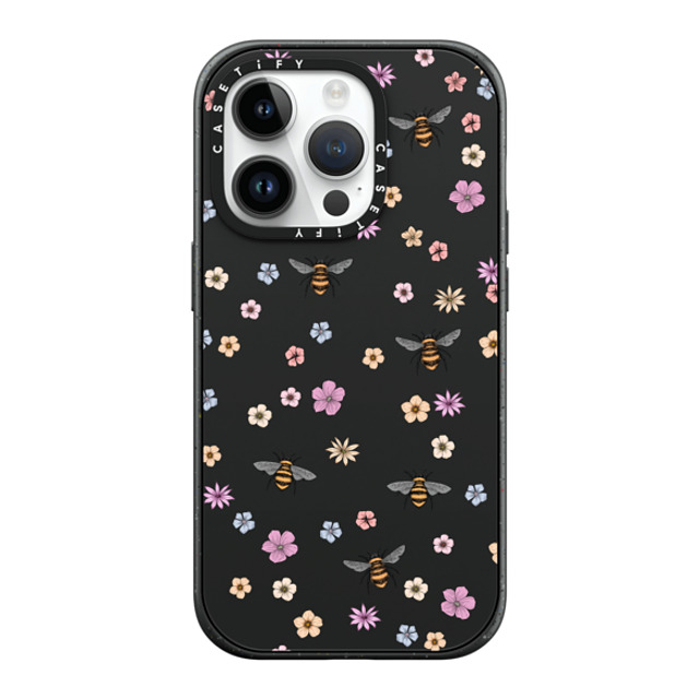 Marta Olga Klara x CASETiFY iPhone 14 Pro ケース マットブラック インパクトケース MagSafe対応 petit floral with bees