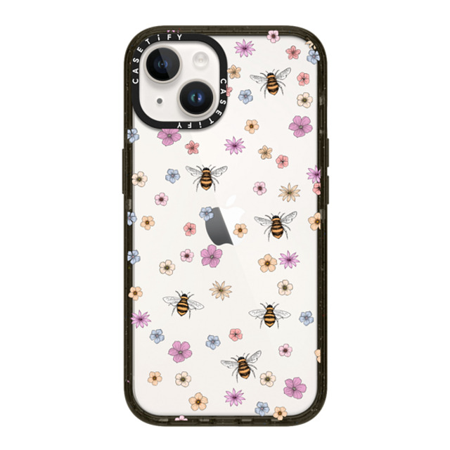 Marta Olga Klara x CASETiFY iPhone 14 ケース ブラック インパクトケース petit floral with bees