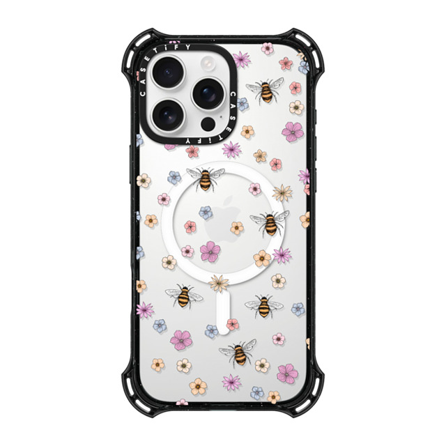 Marta Olga Klara x CASETiFY iPhone 16 Pro Max ケース ブラック バウンスケース petit floral with bees