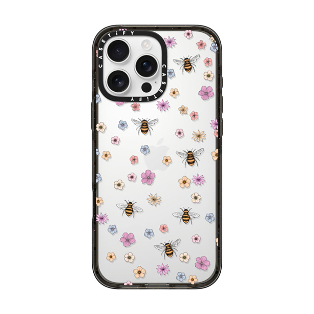 Marta Olga Klara x CASETiFY iPhone 16 Pro Max ケース ブラック インパクトケース petit floral with bees