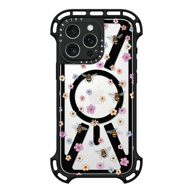 Marta Olga Klara x CASETiFY iPhone 16 Pro Max ケース ブラック ウルトラ バウンスケース MagSafe対応 petit floral with bees