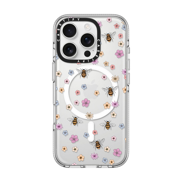 Marta Olga Klara x CASETiFY iPhone 16 Pro ケース クリア クリア ケース MagSafe対応 petit floral with bees