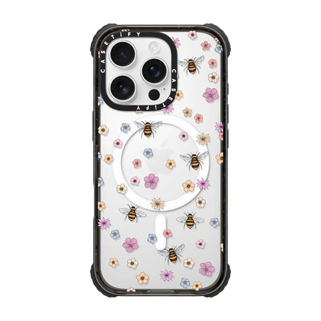 Marta Olga Klara x CASETiFY iPhone 16 Pro Case Black ウルトラ インパクトケース MagSafe 対応 petit floral with bees Marta Olga Klara x CASETiFY iPhone 16 Pro Case Black ウルトラ インパクトケース MagSafe 対応 petit floral with bees