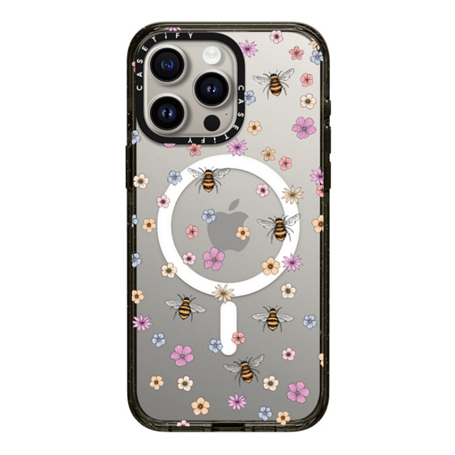 Marta Olga Klara x CASETiFY iPhone 15 Pro Max ケース ブラック インパクトケース MagSafe対応 petit floral with bees