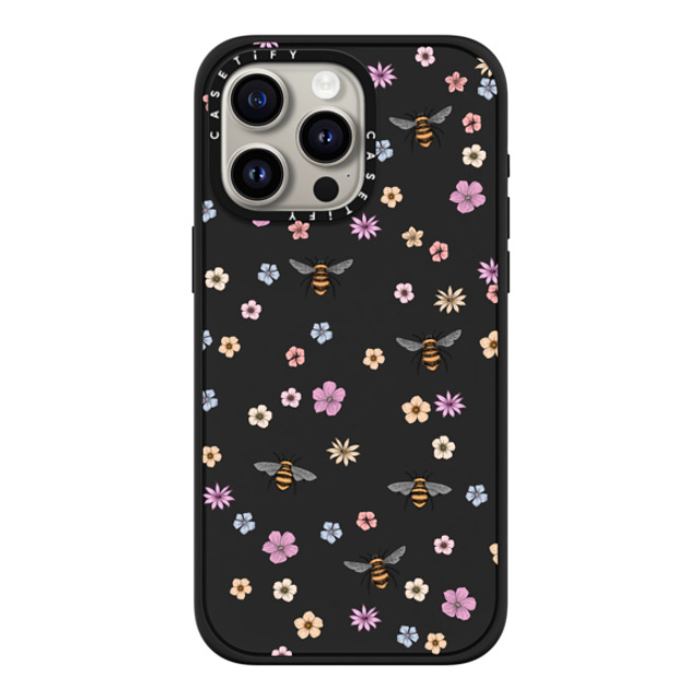 Marta Olga Klara x CASETiFY iPhone 15 Pro Max ケース マットブラック インパクトケース MagSafe対応 petit floral with bees