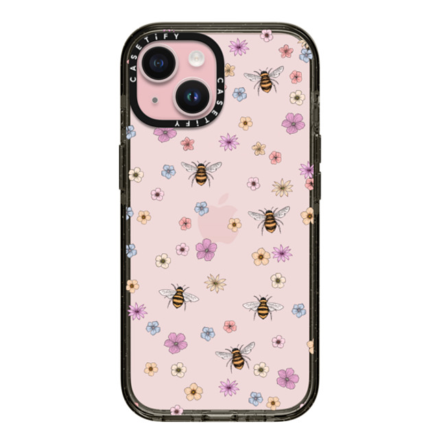 Marta Olga Klara x CASETiFY iPhone 15 ケース ブラック インパクトケース petit floral with bees