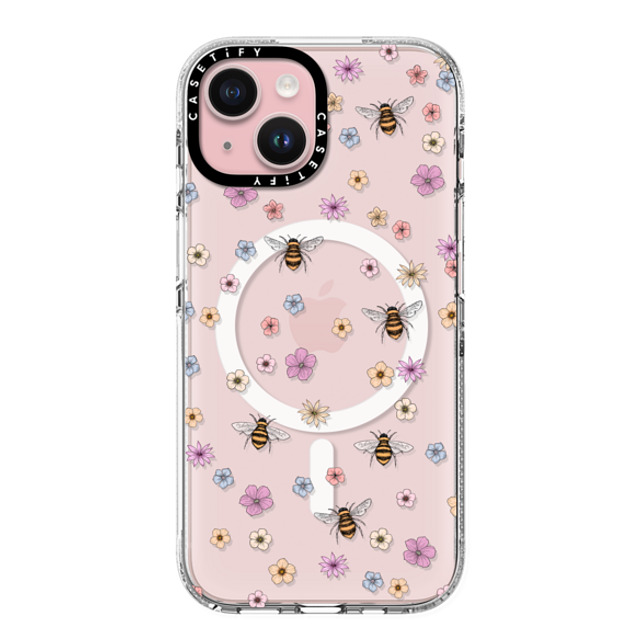 Marta Olga Klara x CASETiFY iPhone 15 ケース クリア クリア ケース MagSafe対応 petit floral with bees