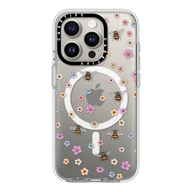 Marta Olga Klara x CASETiFY iPhone 15 Pro ケース クリア クリア ケース MagSafe対応 petit floral with bees