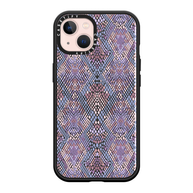 Marta Olga Klara x CASETiFY iPhone 13 ケース マットブラック インパクトケース MagSafe対応 Pink Snake skin