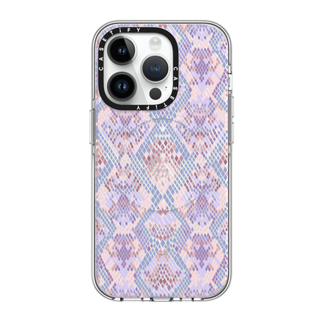 Marta Olga Klara x CASETiFY iPhone 14 Pro ケース クリア クリア ケース MagSafe対応 Pink Snake skin