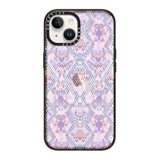 Marta Olga Klara x CASETiFY iPhone 14 ケース ブラック インパクトケース MagSafe対応 Pink Snake skin