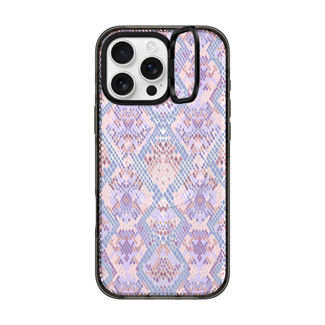 Marta Olga Klara x CASETiFY iPhone 16 Pro Max ケース ブラック インパクトリングスタンドケース MagSafe対応 Pink Snake skin