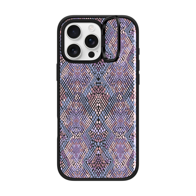 Marta Olga Klara x CASETiFY iPhone 16 Pro Max ケース マットブラック インパクトリングスタンドケース MagSafe対応 Pink Snake skin