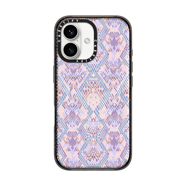 Marta Olga Klara x CASETiFY iPhone 16 ケース ブラック インパクトケース MagSafe対応 Pink Snake skin