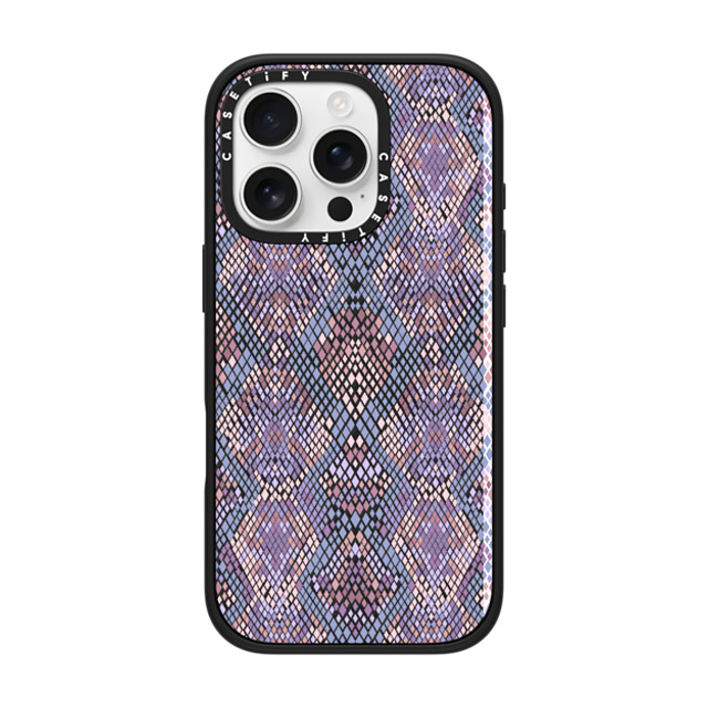 Marta Olga Klara x CASETiFY iPhone 16 Pro ケース マットブラック インパクトケース MagSafe対応 Pink Snake skin