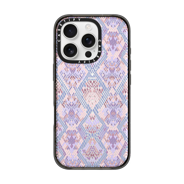 Marta Olga Klara x CASETiFY iPhone 16 Pro ケース ブラック インパクトケース Pink Snake skin