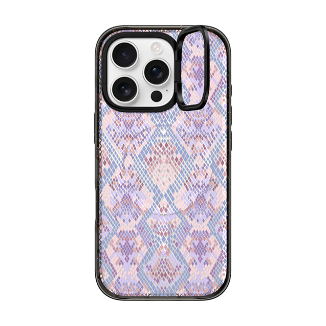 Marta Olga Klara x CASETiFY iPhone 16 Pro ケース ブラック インパクトリングスタンドケース MagSafe対応 Pink Snake skin