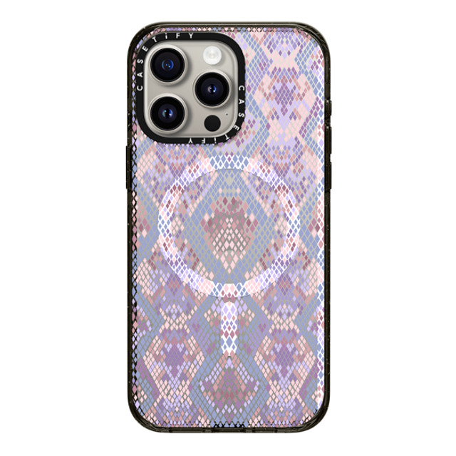 Marta Olga Klara x CASETiFY iPhone 15 Pro Max ケース ブラック インパクトケース MagSafe対応 Pink Snake skin