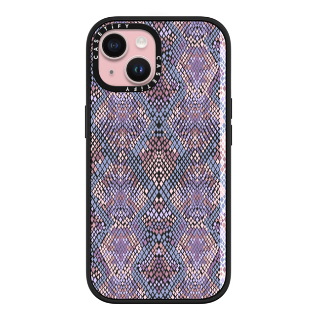 Marta Olga Klara x CASETiFY iPhone 15 ケース マットブラック インパクトケース MagSafe対応 Pink Snake skin