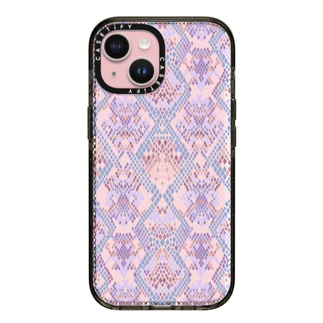 Marta Olga Klara x CASETiFY iPhone 15 ケース ブラック インパクトケース Pink Snake skin