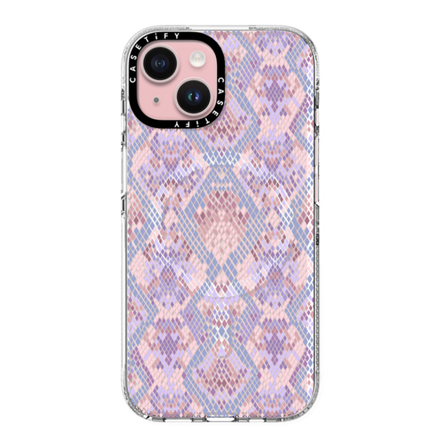 Marta Olga Klara x CASETiFY iPhone 15 ケース クリア クリア ケース MagSafe対応 Pink Snake skin