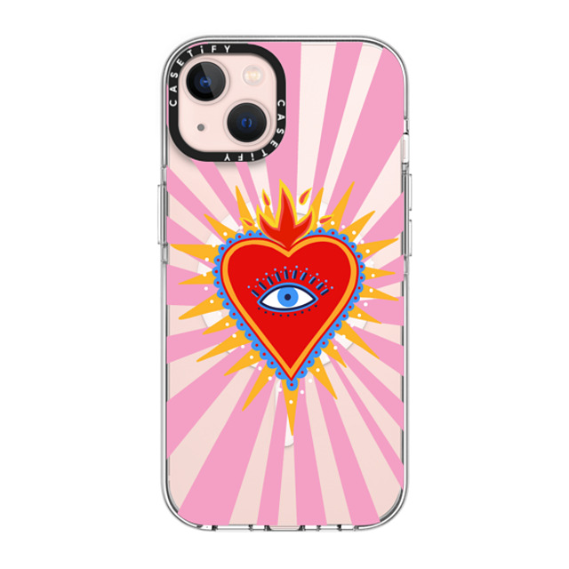 Marta Olga Klara x CASETiFY iPhone 13 ケース クリア クリア ケース MagSafe対応 pink flaming heart