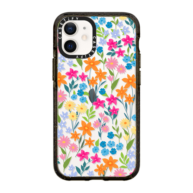 Marta Olga Klara x CASETiFY iPhone 12 mini ケース ブラック インパクトケース bright spring flowers - daisy floral pattern