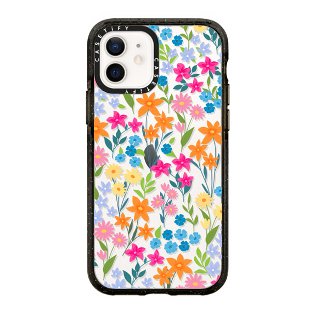 Marta Olga Klara x CASETiFY iPhone 12 ケース ブラック インパクトケース bright spring flowers - daisy floral pattern